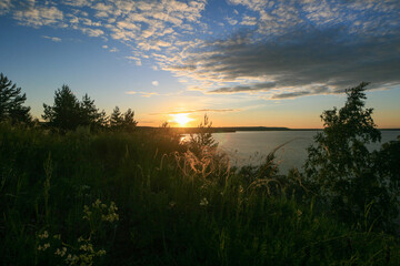 Sunset on Lake Aslykul, Bashkortostan, Russia.