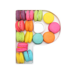 macaroons variety in alphabet plate