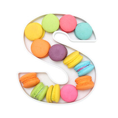 macaroons variety in alphabet plate