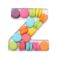 macaroons variety in alphabet plate