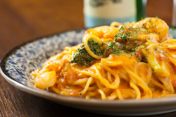 海鮮トマトクリームパスタ