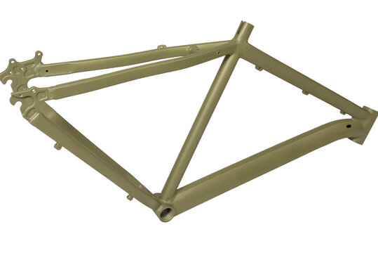 Modern frame, base for a sports bike, steel on an isolated white background