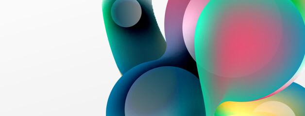 Fluid abstract background. Liquid color gradients composition. Round shapes and circle flowing design for wallpaper, banner, background or landing