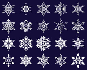 Decorative snowflake. Vector illustration,Snowflakes set. Winter flat vector decorations elements.