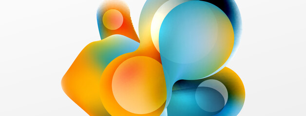 Fluid abstract background, round shapes and circle flowing design for wallpaper, banner, background or landing