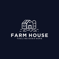 Line Art Farm House for Agriculture