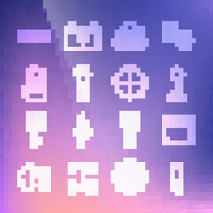 Set line Shock absorber, Canister for motor oil, Gear shifter, Car ventilator, Wrench spanner, key with remote, Chassis car and icon. Vector