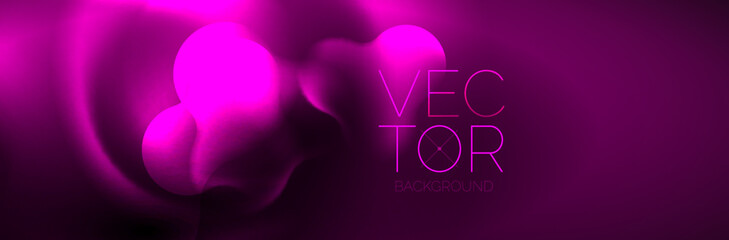 Glowing neon lights abstract shapes composition. Magic energy concept. Template for wallpaper, banner, background or landing