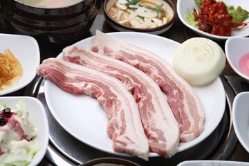 Korean grilled pork belly meat