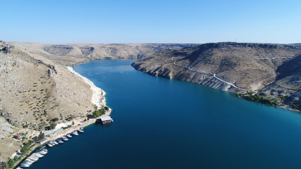 Aerial view of Halfeti in Şanlıurfa Turkey