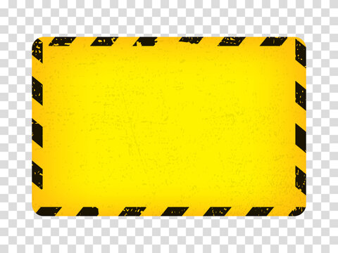 Yellow blank rectangle sign in grunge style. Blank Warning Sign on transparent background.  Template in grunge style.  EPS10.