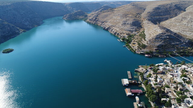 Aerial view of Halfeti in Şanlıurfa Turkey