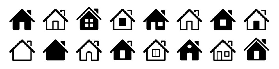 Fototapeta premium House set icon. Home flat icon set. Web home icon for apps and websites, House icon. Collection home sign, real estate. Vector illustration