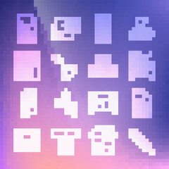 Set line Pencil with eraser, File document, Copy machine, News, Paint roller brush, Brochure, Document graph chart and Ink bottle icon. Vector