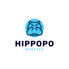 hippo logo design with outline