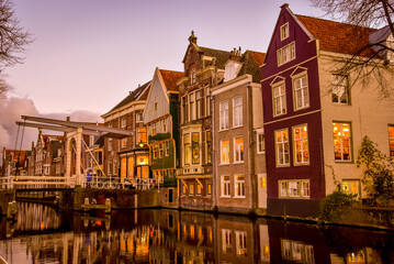 The old citycentre of Alkmaar during twilight.