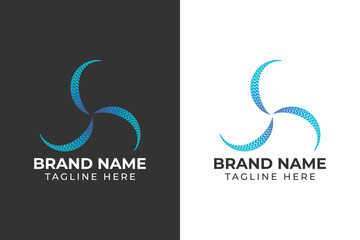 Obraz premium logo tech abstract wind blue wave gradient blue template design 