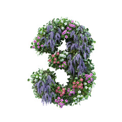 3d rendering of vertical flower garden number
