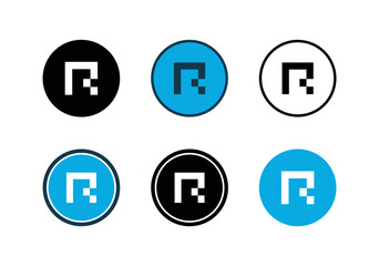 Alphabet R logo icon set, Digital technology logo concept , modern letter R logo