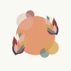 Leaf and flower wreath frame. Botanical graphic design element for wedding invitations , foliage poster.