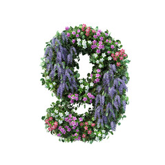 3d rendering of vertical flower garden number