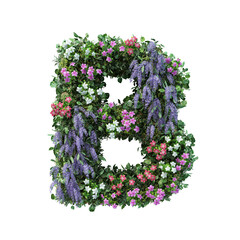 3d rendering of vertical flower garden alphabet