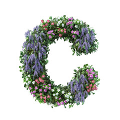 3d rendering of vertical flower garden alphabet
