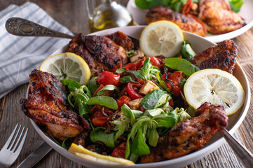 Baked chicken with salad