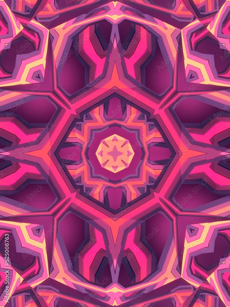 Aufkleber 3d rendering digital illustration of abstract kaleidoscopic shape. contemporary geometric background