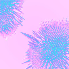Abstract ferromagnetic fluids. Neon colored background. 3d rendering digital illustration