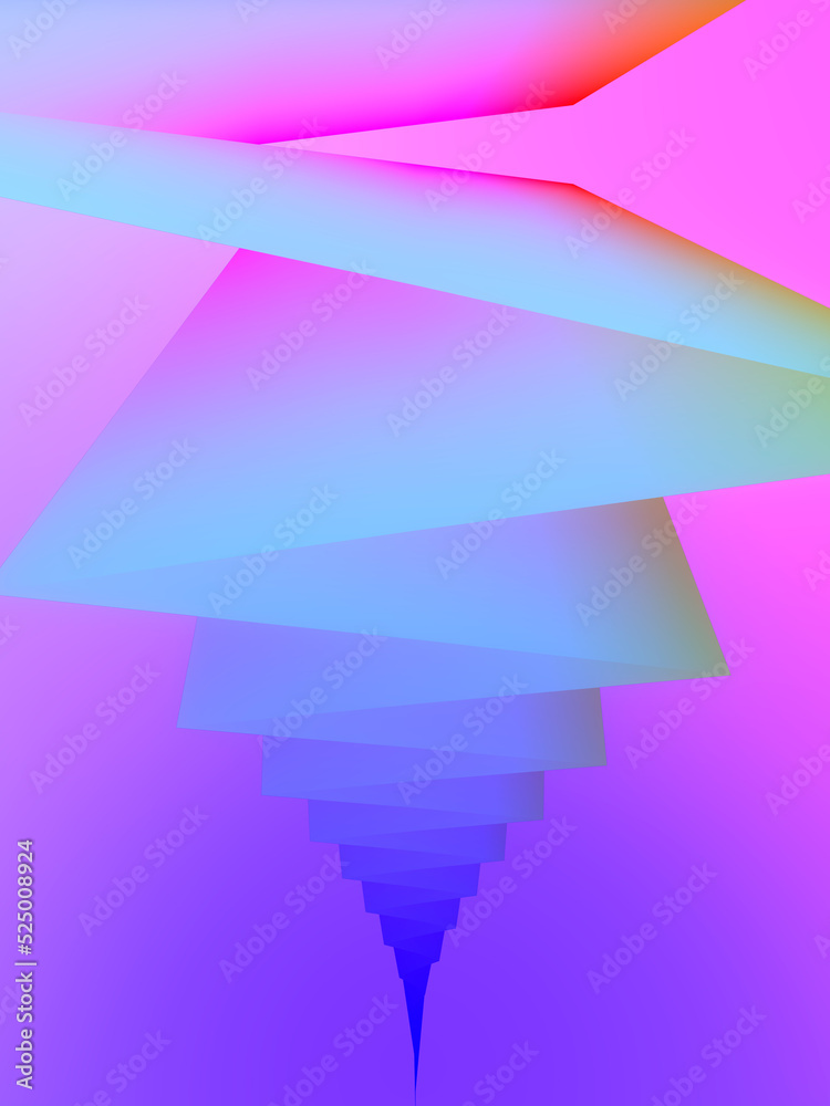Aufkleber Neon colored zig-zag pattern. Abstract 3d rendering digital illustration background