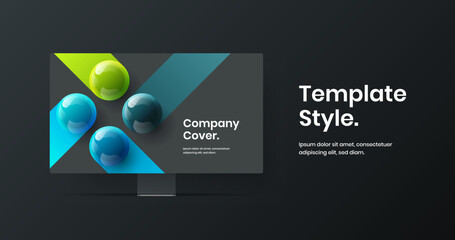 Abstract desktop mockup landing page illustration. Modern web banner design vector template.