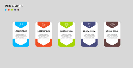 Business Infographic design template Vector with icons and 5 options or steps. Can be used for process diagram, presentations, workflow layout, banner, flow chart, info graph