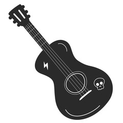 rock black guitar hand drawn vector illustration