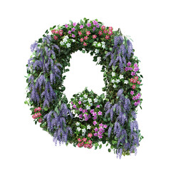 3d rendering of vertical flower garden alphabet