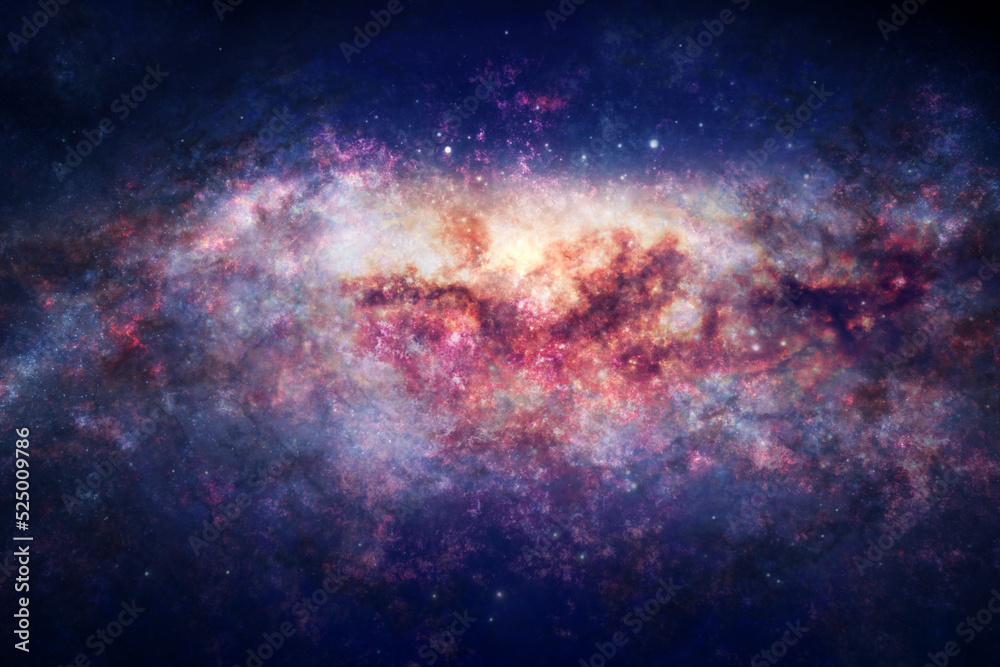 Wall mural night sky with space nebula, glowing stars and magical galaxy