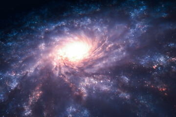 Fototapeta na wymiar Night sky with space nebula, glowing stars and magical galaxy