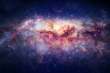 Fototapeta na wymiar Night sky with space nebula, glowing stars and magical galaxy