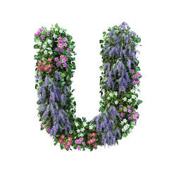 3d rendering of vertical flower garden alphabet