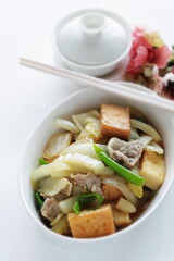 Chinese food, braised Tofu and pork with Chinese cabbage