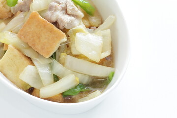 Chinese food, braised Tofu and pork with Chinese cabbage