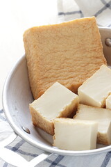 Asian food, deep fried Tofu for cooking image
