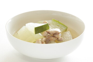 Chinese food, pork and winter melon soup for healthy summer cooking