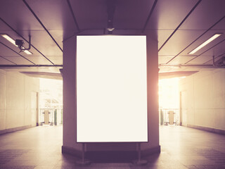 Blank banner Media Advertisement in Public space train station 