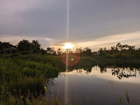 sunset over lake
