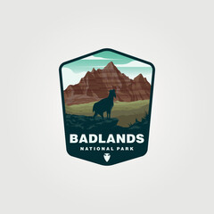 badlands national park logo vintage vector symbol illustration design - obrazy, fototapety, plakaty