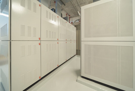 Close up of Industrial electric switch panel power plant in industry factory. Switchgear operation control station monitor manufacturing factory system. generator