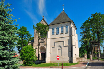 Fototapeta na wymiar Church of Saint Nicholas in Zarnow, Opoczno County, Lodz Voivodeship, Poland.