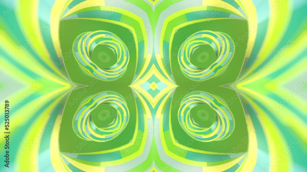 Poster Digital loop animation of green colored impossible twisted shapes. 3d rendering