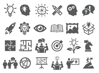 Creative icons set on white background